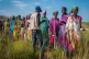 South Sudanese women line up for food rations at a World Food Programme (WFP) distribution point organised by Catholic Relief Services in Jonglei state, South Sudan, November 13, 2024