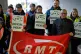 Members of the Rail, Maritime and Transport union (RMT) on the picket line outside New Street station in Birmingham, January 7, 2023