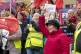 STUC General Secretary Roz Foyer speaks to lecturers and other university staff at a rally on Buchanan Street, Glasgow, September 19, 2023