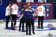 Great Britain's Bobby Lammie, Hammy McMillan, Bruce Mouat and Grant Hardie (right) celebrate victory in the Men's Curling Semi-Final match against Switzerland at the Curling Stadium, Milano Cortina 2026 Winter Olympics, Italy, February 19, 2026
