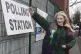 Green Party candidate in the Gorton and Denton by-election, Hannah Spencer outside the polling station in St Agnes Primary School, Levenshulme during the by-election, February 26, 2026