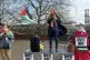 Independent Senedd candidate Beth Winter speaking at the demonstration 