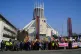 Counter-protesters outside Liverpool Metropolitan Cathedral