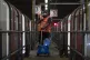 A TfL worker deep cleans a Victoria Line tube train at the London Underground Northumberland Park Depot in Tottenham, north London, May 2020