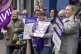Striking school support workers take part in a demonstration outside First Minister John Swinney's constituency office in Blairgowrie, October 24, 2024