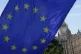 An EU flag flies outside the Palace of Westminster following the UK-EU Summit at Lancaster House, in central London, May 19, 2025