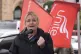 General secretary of the Unite the Union, Sharon Graham, speaks at a Lindsey oil refinery workers rally outside the Houses of Parliament in London, September 3, 2025