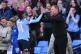 Manchester City's Kerolin celebrates with manager Andree Jeglertz after being susbituted during the Barclays Women's Super League match at the Etihad Stadium, Manchester, February 1, 2026