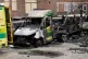 The burnt out remains of Hatzola ambulances at the Jewish Community Ambulance service in in Golders Green, London, after an apparent arson attack on four ambulances, March 24, 2026
