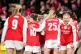 Arsenal's Chloe Kelly (right) celebrates scoring their side's second goal of the game with Beth Mead (left) and team-mates during the UEFA Women's Champions League match at the Emirates Stadium, London, March 24, 2026