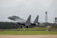 An F-15E Strike Eagle of the United States Air Force's (USAF) 48th Fighter Wing, stationed at RAF Lakenheath in Suffolk, lands at RAF Coningsby in Linolnshire, September 30, 2020