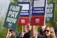 Members of the National Union of Journalists (NUJ) who work at STV take part in a picket outside their studios in Glasgow, after rejecting the company's latest pay offer, May 1, 2024