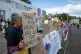 People take part in a Stand Up To Racism counter protest during a protest by people attending a Save Our Future & Our Kids Futures protest outside the Cladhan Hotel in Falkirk, which is housing asylum seekers, September 21, 2025