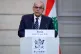 Lebanon's Prime Minister Nawaf Salam speaks at a joint declaration press event with France's President Emmanuel Macron following their meeting at the Elysee Presidential Palace in Paris, April 21, 2026