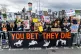 Animal welfare campaigners protest at Aintree during Grand National