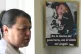 Adriana Garzon, mother of Brayan Rayo Garzon who died by suicide while in ICE custody in April 2025, stands next to a photo of Rayo that reads 