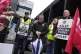 Train drivers from the Aslef union on the picket line at Euston station in London, as they are launching a wave of fresh walkouts in a long-running dispute over pay, April 5, 2024