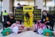 Fossil Free London campaigners protest outside Shell’s London headquarters against its giant profits from the Iran war [Pic: Fossil Free London]