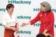 NO LONGER FRINGE: Labour candidate Caroline Woodley (right) shakes hands with Green Party candidate Zoe Garbett is elected mayor of London Borough of Hackney, Friday May 8 2026 