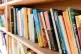General view of books on a bookshelf at Hay Castle at Hay Festival in Powys, Wales