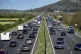 Heavy traffic heading northbound on the M5 Motorway in Somerset, April 6, 2026