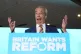 Reform UK leader Nigel Farage speaks to supporters at Chelmsford City Racecourse, Essex, following the 2026 local election results, May 8, 2026