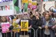 Activists from Stand Up To Racism Scotland gather in Glasgow's George Square, in a counter protest to a far-right rally, September 7, 2024