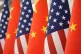 The US and Chinese flags at the Great Hall of the People prior to the state dinner of US President Donald Trump and Chinese President Xi Jinping in Beijing on May 14, 2026