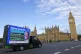 A mobile billboard outside Parliament in London, displaying a message directed at the Prime Minister ahead of his decision on a proposed social media ban for under-16s, as part of the National Education Union's 'Big Tech's Little Victims' campaign, June 11, 2026