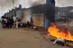 Rubble set on fire as health workers involved in Congo's Ebola response go on strike as they protest over payment issues in Bunia, Congo
