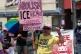 Demonstrators rally against the opening of ICE headquarters in Washington, July 18, 2026