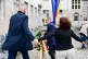 Tobias Korenke (centre), grandnephew of Dietrich and Klaus Bonhoeffer and grandson of Ruediger Schleicher, try to remove a wreath of Germany's far right AFD party during a memorial event in Berlin, July 20, 2026