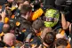 McLaren driver Lando Norris of Britain celebrates after winning the Formula One Hungarian Grand Prix auto race, at the Hungaroring racetrack in Mogyorod, near Budapest, Hungary, July 26, 2026