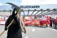 UNITED VOICE REQUIRED: Workers stand up, yesterday, to the management of Volkswagen plant in Zwickau, Germany with slogans: ‘fighting for the future,’ and ‘exclusion,’ ‘job insecurity’ (strips attached to the scythe) / Pic: Jan Woitas/dpa via AP
