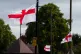 A view of the 14-metre tall The Brownhills Miner statue, which has been draped in a Union flag, in Walsall, Staffordshire, September 29, 2025