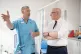 First Minister John Swinney with orthopedic technician Stuart Main during a visit to National Treatment Centre - Fife Orthopaedics in Kirkcaldy, where he announced funding to reduce long waits for NHS treatment, July 27, 2026