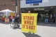 Union members and climate activists set up a ‘cool station’ outside Highbury and Islington station to hand out heatwave safety advice to workers [Pic: Immo Klink]