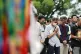 People observe a minute of silence during a ceremony to mark the 81st anniversary of the U.S. atomic bombing at the Atomic Bomb Hypocenter Park in Nagasaki