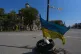 A Ukrainian flag waves in the centre of the frontline town of Druzhkivka, Donetsk region, Ukraine, August 10, 2026