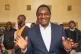 Zambia's President Hakainde Hichilema shares a light moment with journalists after casting his vote at a polling station in Lusaka, Zambia, August 13, 2026