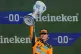 McLaren driver Lando Norris of Britain lifts the trophy after winning the Formula One Dutch Grand Prix in Zandvoort , Netherlands, August 23, 2026
