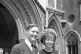 Anthony Wedgwood Benn with his wife after the Election Court sitting at the Law Courts, which decided that Benn has succeeded to the title of Lord Stansgate and is therefore disqualified from the House of Commons