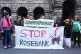 Climate activists from Greenpeace and Uplift during a demonstration outside the Scottish Court of Session, Edinburgh, on the first day of the Rosebank and Jackdaw judicial review hearing, November 12, 2024