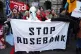 Climate activists from Greenpeace and Uplift during a demonstration outside the Scottish Court of Session, Edinburgh, on the first day of the Rosebank and Jackdaw judicial review hearing, November 12, 2024