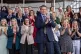 Plaid Cymru leader Rhun ap Iorwerth speaks to supporters, backed by his newly elected Senedd members on the steps of the Senedd, following winning the most seats in the Welsh Parliament election, May 9, 2026