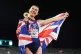 Amy Hunt of Great Britain celebrates winning gold during the Women's 100m Final on day one of the 2026 European Athletics Championship at Perry Barr's Alexander Stadium, Birmingham. Picture date: Monday August 10, 2026