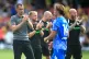 Southampton manager Tonda Eckert (left) applauds the fans following defeat in the Championship match at Vicarage Road, Watford, August 16, 2026