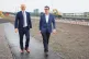 Secretary of State for Wales Stephen Kinnock (left) and Prime Minister Andy Burnham arrive for a visit to Tata Steel in Port Talbot, on the next leg of his summer tour meeting local communities outside Westminster, ahead of Parliament's return next week, August 27, 2026