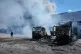 Vehicles burn in front of warehouses following a Russian air attack in Kyiv, Ukraine, September 2, 2026