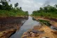 An oil spill is visible within the Niger Delta in Ogboinbiri, Nigeria, on December 11, 2024